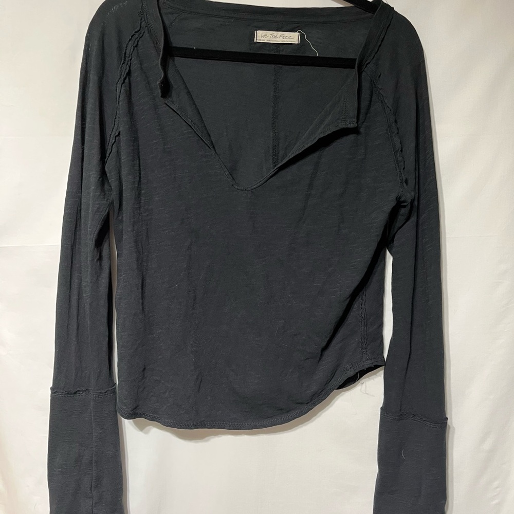 We The‎ Free Slate Gray V-Neck Blouse